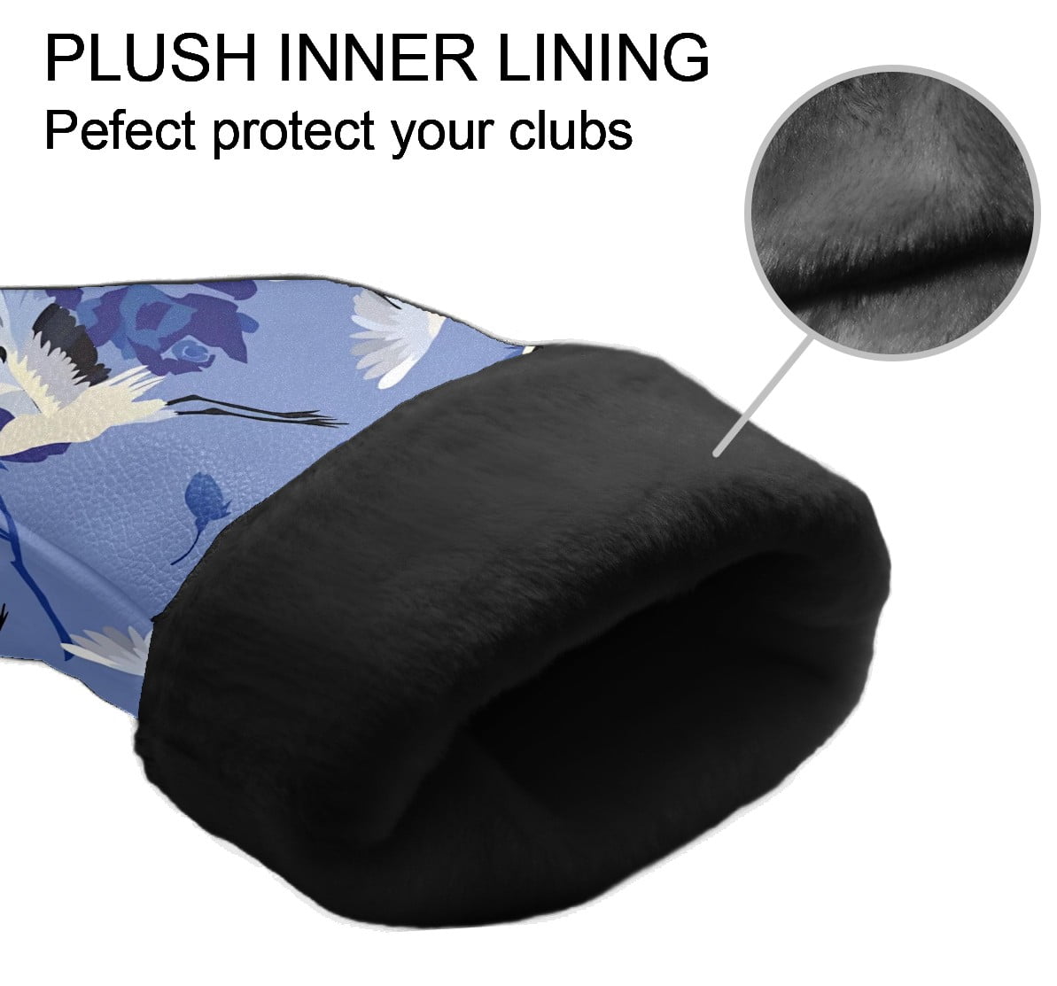 Golf Club Covers, Purple Birds Violet Premium PU Leather Driver Hybrid Putter Head Covers with Velvet Lining, Waterproof Golf Gifts for Men Women