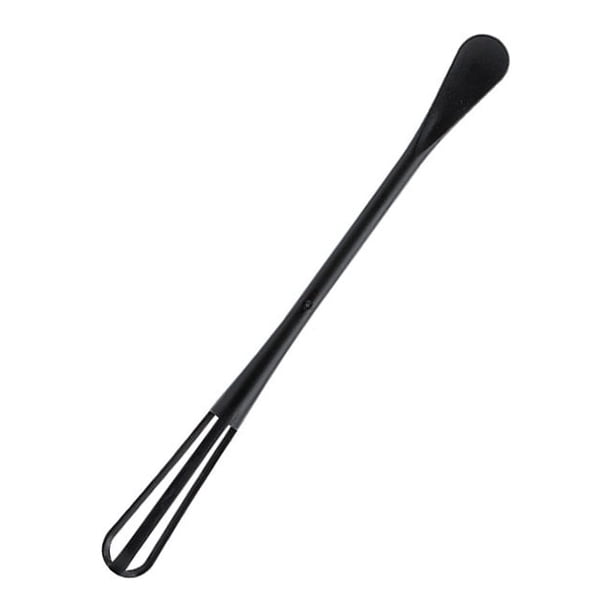 Bewildely Batidor de huevos de doble extremo para cocinar, hornear, cuchara de condimento de mango largo, agitador Manual, batidor de leche de Cocina y Comedor Negro