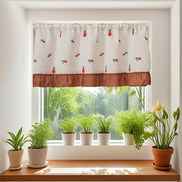 Decoración del hogar, decoración de habitaciones, decoración de paredes, cortinas con cenefa para cocina, ventanas, paneles de cortina con bolsillo para barra corta, bloqueador de luz, para ventanas p