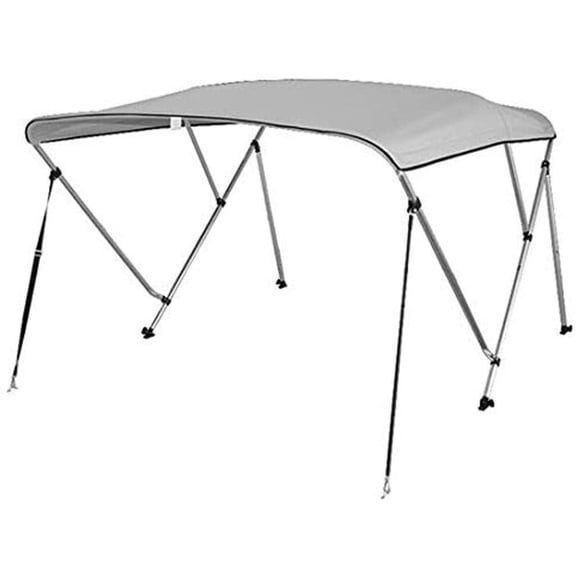 SereneLife 3 Bow Bimini Top - 2 Straps and 2 Rear Support Poles with Marine-Grade 600D Polyester Canvas (Gray)