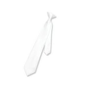 Vesuvio Napoli Boy's CLIP-ON NeckTie Solid WHITE Color Youth Neck Tie