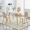 thumbnail image 2 of Juego de 4 sillas de comedor y muebles tapizados en tela de color beige claro, 2 of 7