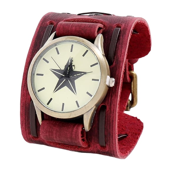 Reloj, reloj de pulsera con correa ancha, pulsera de regalo para cumpleaños, Día de Acción de Gracias Rojo