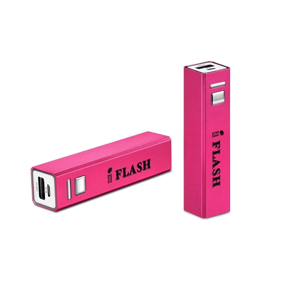 iFlash Mini 2600mAh Ultra-Compact "Lipstick" Size External Battery Pack Charger for Apple iPhone - Magenta Color