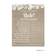 How Well Do You Know The Bride? Burlap Lace Wedding Bridal Shower Game Cards, 20-Pack