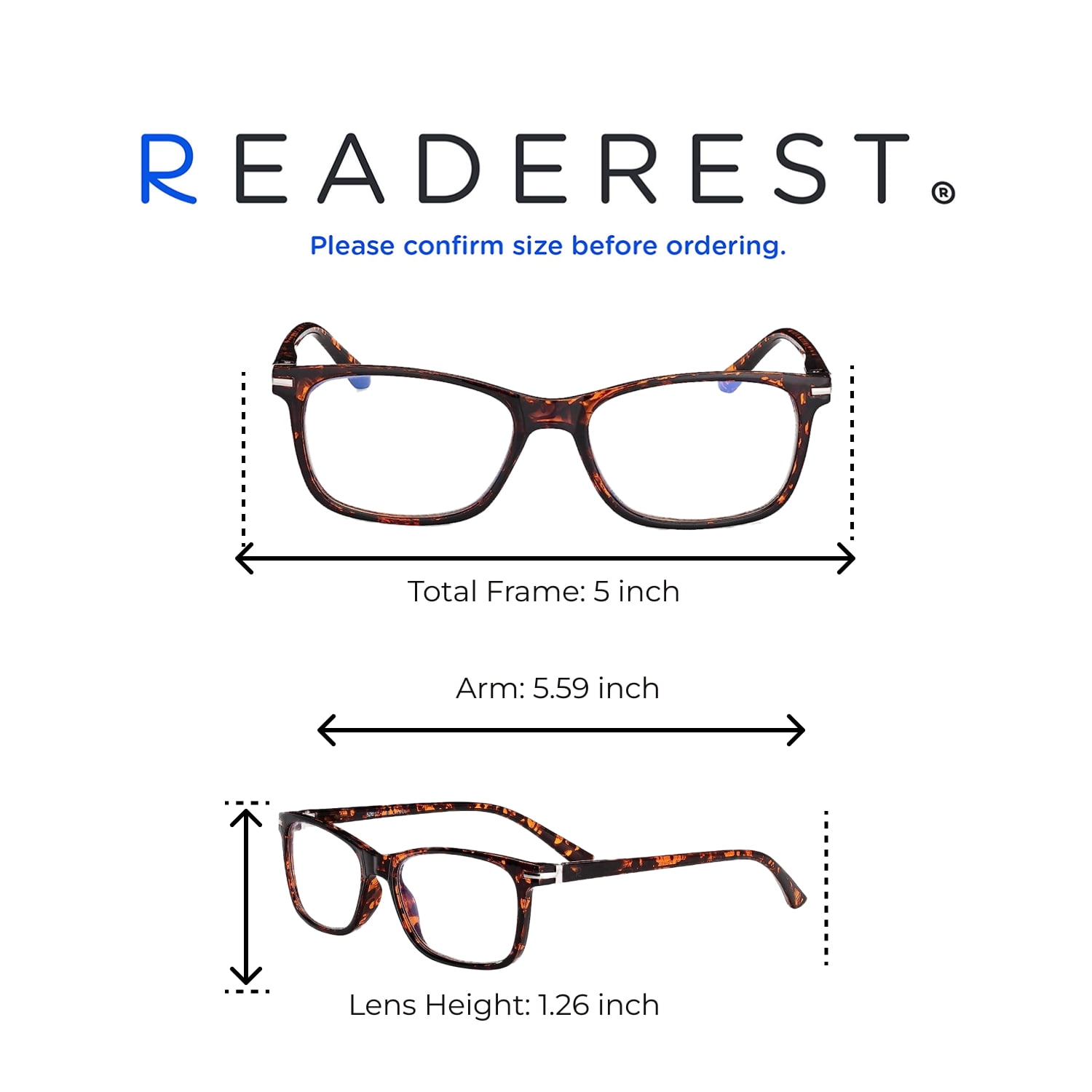 Readerest Blue Light Blocking Reading Glasses Tortoise 125 Magnification Anti Eyestrain