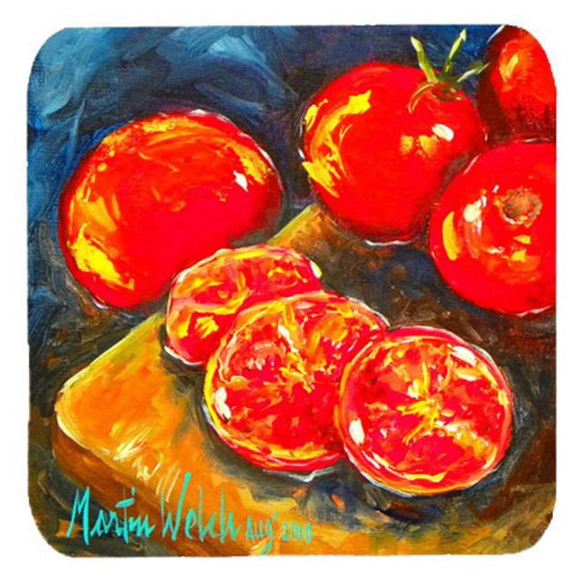 Carolines Treasures MW1059FC Vegetables - Tomato Slice It Up Foam Coasters- Set Of 4