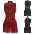 thumbnail image 4 of renvena Costume de Danse Lyrique Robe de Ballet Moderne Sans Manches avec Strass Contemporain Bourgogne TG, 4 of 9