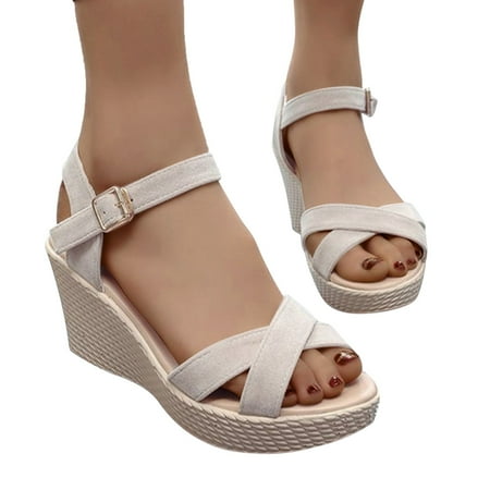

eczipvz Shoes for Women Women Sandals Summer Dressy Wedge Sandals Flat Shoes Comfortable Bohemian Flower Ankle Strap Wedding Party Sandal