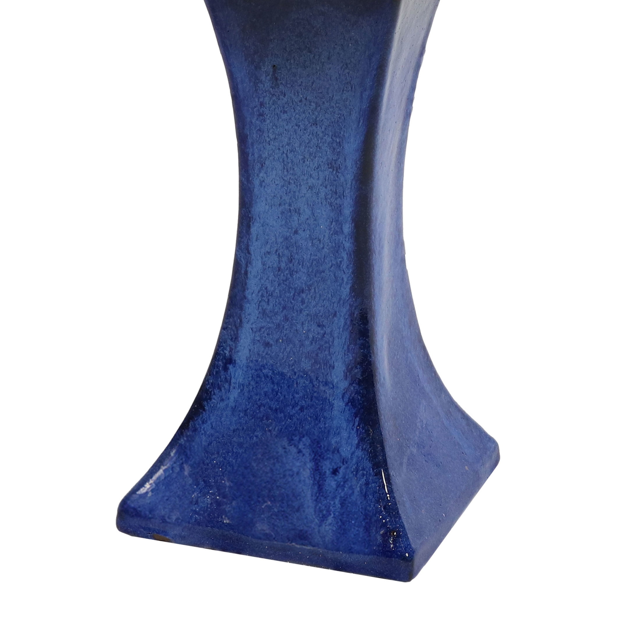 Sunnydaze Nantes Freestanding Ceramic Outdoor Bird Bath, UV-Resistant Blue Finish