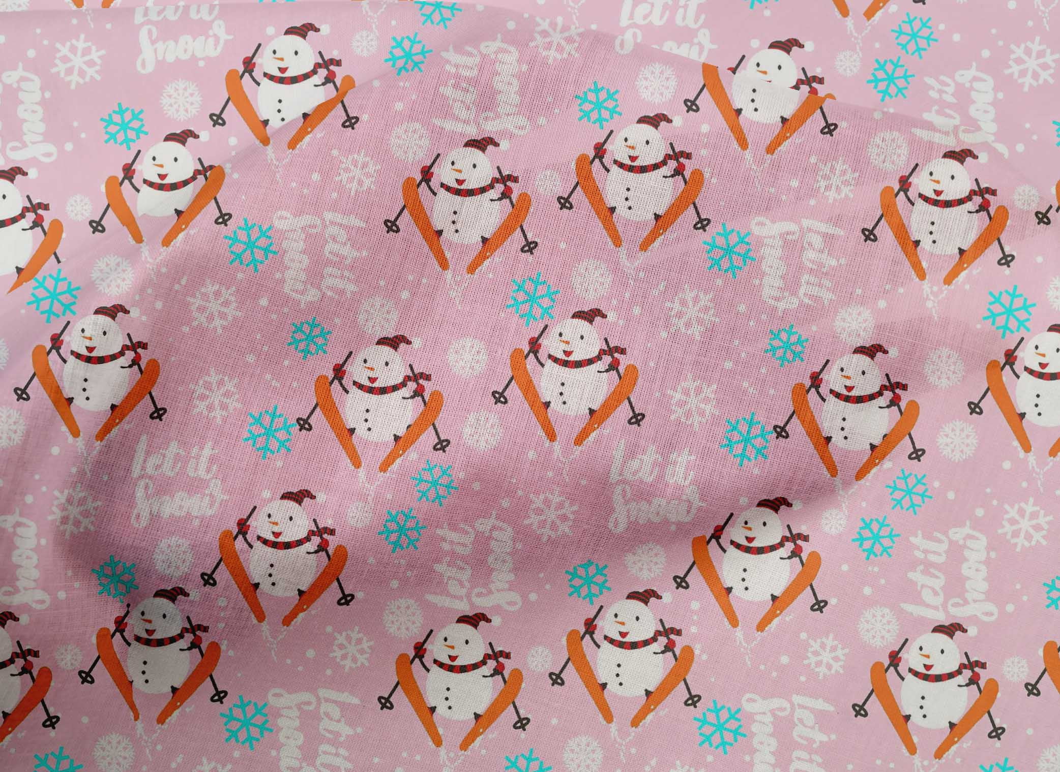 oneOone Cotton Poplin Blush Pink Fabric Christmas Dress Material Fabric Print Fabric By The Yard 42 Inch Wide