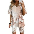 thumbnail image 2 of Blusas para las Mujeres Casual, Cuello en V de Manga Corta Impresa Superior Y Suelto Pantalones Cortos, Conjuntos de Moda de Verano, 2 of 4