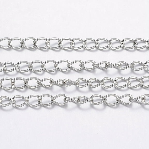 Resistant 304 Stainless Steel Curb Chains with Spool for Jewelry Making Soldered Stainless Steel color 3.5x2.5x0.5mm 65.61 Feet(20m)/roll