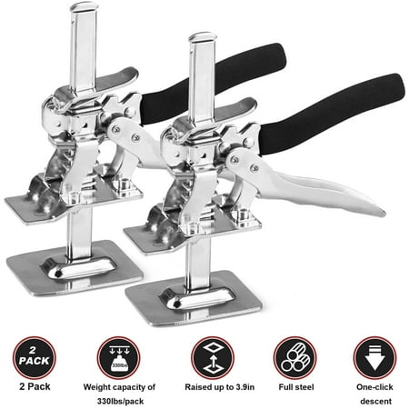 Labor Saving Arm Jack, 8 Inch Multifunctional Furniture Lifter Jacks for Installing Cabinet and Door Lifter Carrying 220 LBS, Hand Lifting by 3.9 inch (2PCS | Solid Rod)
