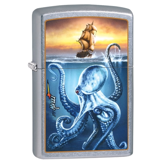 Zippo Lighter: Mazzi Octopus and Ship - Street Chrome 78888