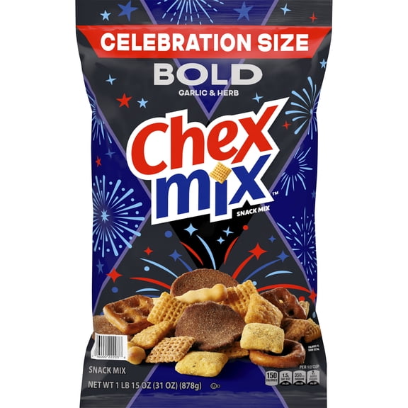 Chex Mix Bold Garlic and Herb Snack Mix, Snacks, Tailgate Size, 31 oz