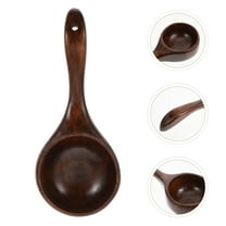 EXHUMKY Wooden Water Ladle Soup Spoon Traditional Design Kitchen Tool for Home Cooking and Serving