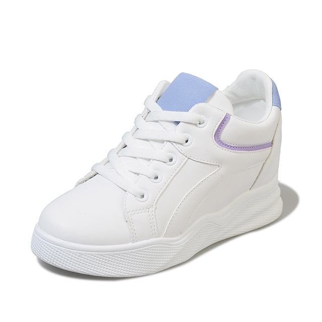 Femmes Chaussures de Sport PU Léger Intérieur Augmenté de Marche Lacets Chaussures Décontractées Chaussure