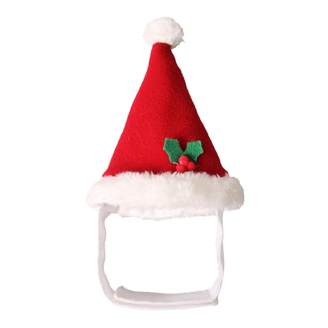 Gorro de peluche navideño para mascotas, adorable tocado de fiesta para perros pequeños y gatos (rojo)