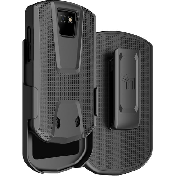 Nakedcellphone Case with Clip for Unihertz Titan Pocket Phone, Slim Hard Shell Textured Cover and [Rotating/Ratchet] Belt Hip Holster Combination