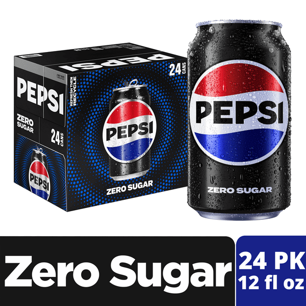 Pepsi Zero Sugar Cola Soda, 12 fl oz, 24 Count