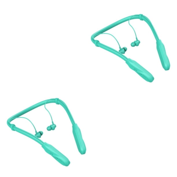 Inteprter PP auricular cuello colgante reemplazo tipo C compatible con Bluetooth 5.1 inalámbrico IPX5 impermeable deportes correr auriculares Verde 2Conjunto