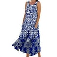thumbnail image 2 of FcBaudy Robe Sans Manches à Col Rond, Robes d'Été pour Femmes, Robes pour Femmes Robe Longue Imprimée Sans Manches et en Lin à Col Rond avec Poche Robe pour Femmes, 2 of 5