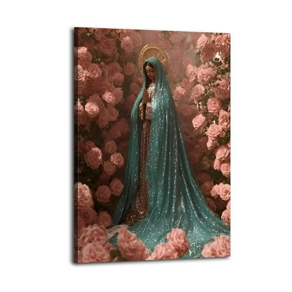 Virgin Mary in Roses Poster Great Wall Art for Home Decor,, Mother's Day Gift, Posters for Bedroom, Office Or Living Room