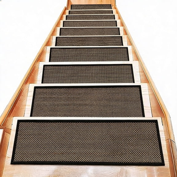 Cinvoph 1pc Stair Treads for Wooden Steps Pets Friendly Stairs Runner Indoor Non-Slip Linen Imitation Stair Mats 8"x30" Black