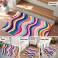 thumbnail image 5 of Rectangle Rug 2x3ft Area Rug,Abstract Gradient Colorful Wave Texture Area Rugs for Living Room Bedroom,Striped Background Floor Mat Non-Slip Non-Shedding Carpet Indoor Accent Rugs, 5 of 9