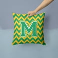 thumbnail image 2 of Letter M Chevron Green and Gold Fabric Decorative Pillow, 2 of 4