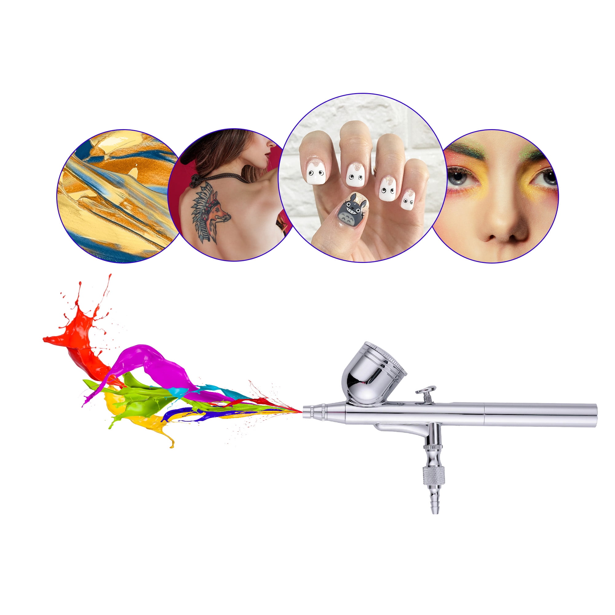 0.3mm Dual Action Airbrush Gun Kit Gravity Feed Spray Gun Tattoo Nail Art Makeup Cake Decorating Hobby