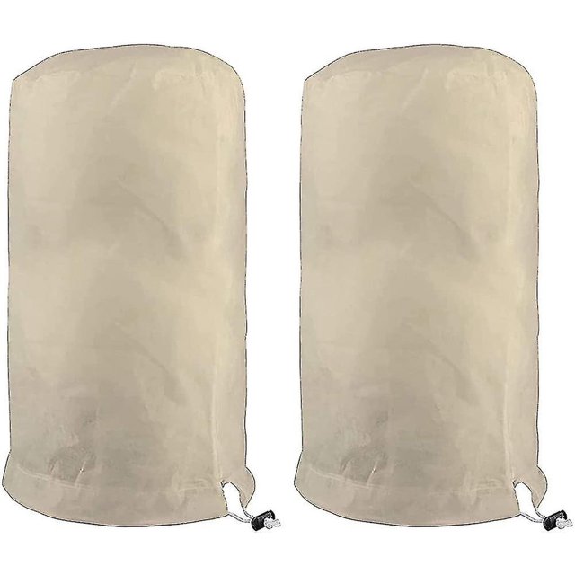 2 piezas de cubierta de vela para plantas que pasa el invierno en forma de domo. Vela para árboles que pasa el invierno. Cubierta protectora (cierre con cordón de 80 cm x 100 cm) beige