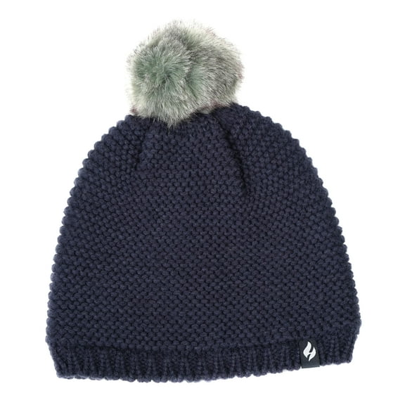 Women's Paris Purl Stitch Knit Hat With Pom Pom