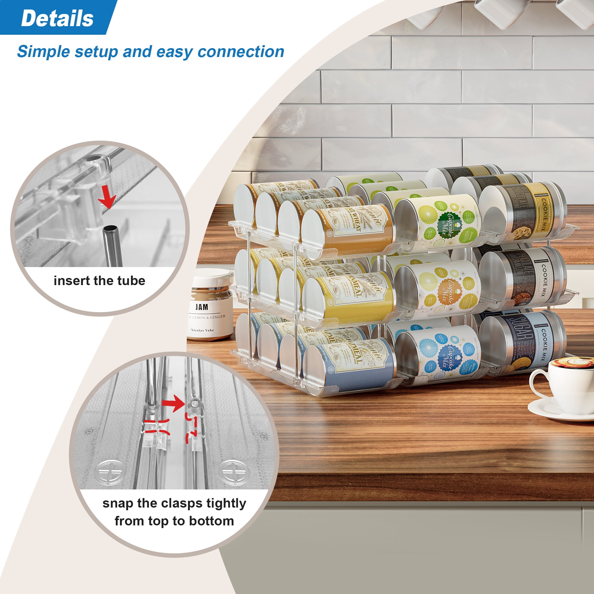 DIHUMK Can Organizer for Pantry Storage Canned Goods Food Holders and Soup Can with Clear Rack 9 Pcs