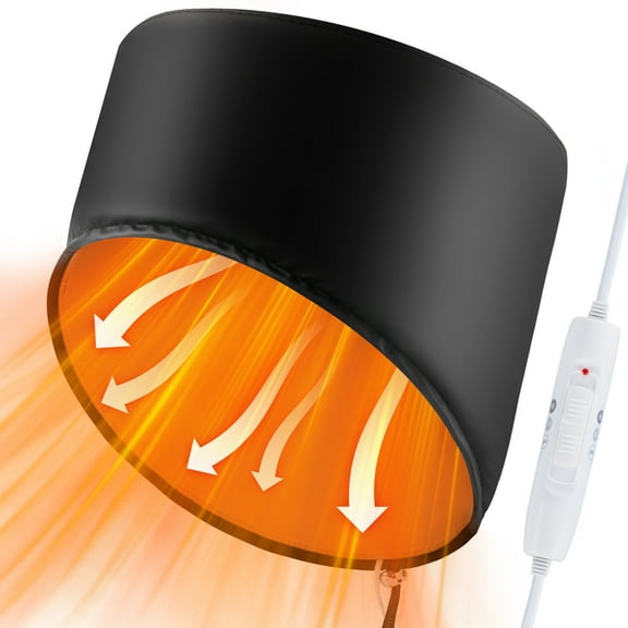 Uarter Hair Treatment Steamer Black Portable Deep Conditioning Hair Care Heating Cap Dryer Hood with Shower Cap for Home, Travel