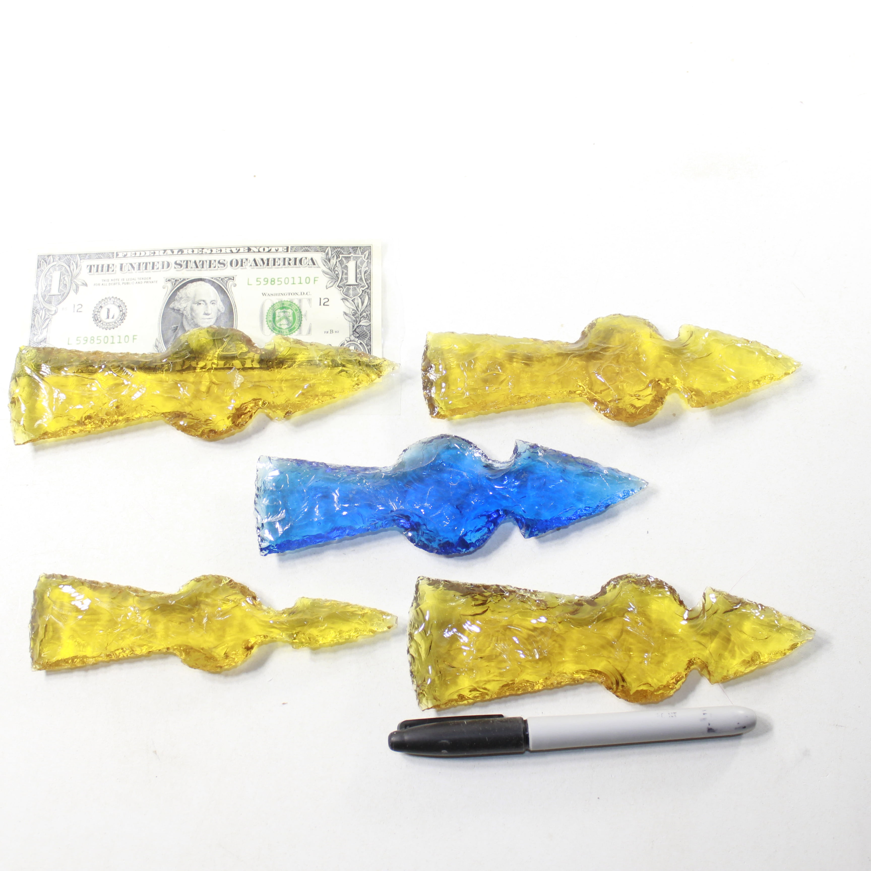 5 Glass Ornamental Tomahawk Heads #943-1  Ax Axe Hatchet