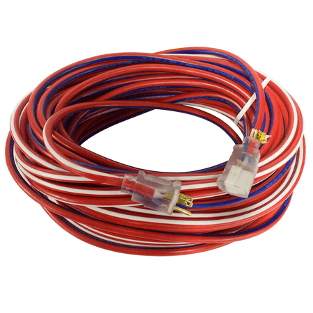 Yellow Jacket 100-ft. Red, White and Blue Outdoor Extension Cord w/ Lighted Ends
