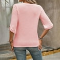 thumbnail image 3 of Levmjia Womens Tops Round Neck Long Sleeve Cotton Comfortable Casual Blouse Solid Color Basic Shirt for Work Travel Home Relaxation Fall Spring All Season, 3 of 6