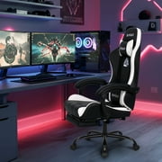CELTOSS White Office Gaming Chair with Footrest & Lumbar Support, Ergonomic Adjustable Computer Chair with Swivel Seat & Headrest