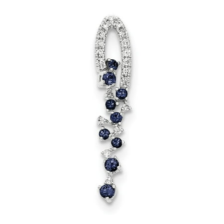 14k White Gold Diamond & Sapphire Pendant