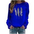 thumbnail image 3 of ZKCCNUK Women's 2025 Autumn Winter Casual Crewneck Feather Sweatshirt Long Sleeve Loose Pullover Tops, 3 of 4