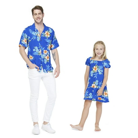 

Matching Father Daughter Hawaiian Luau Cruise Shirt Muumuu Dress Tropical Patterns