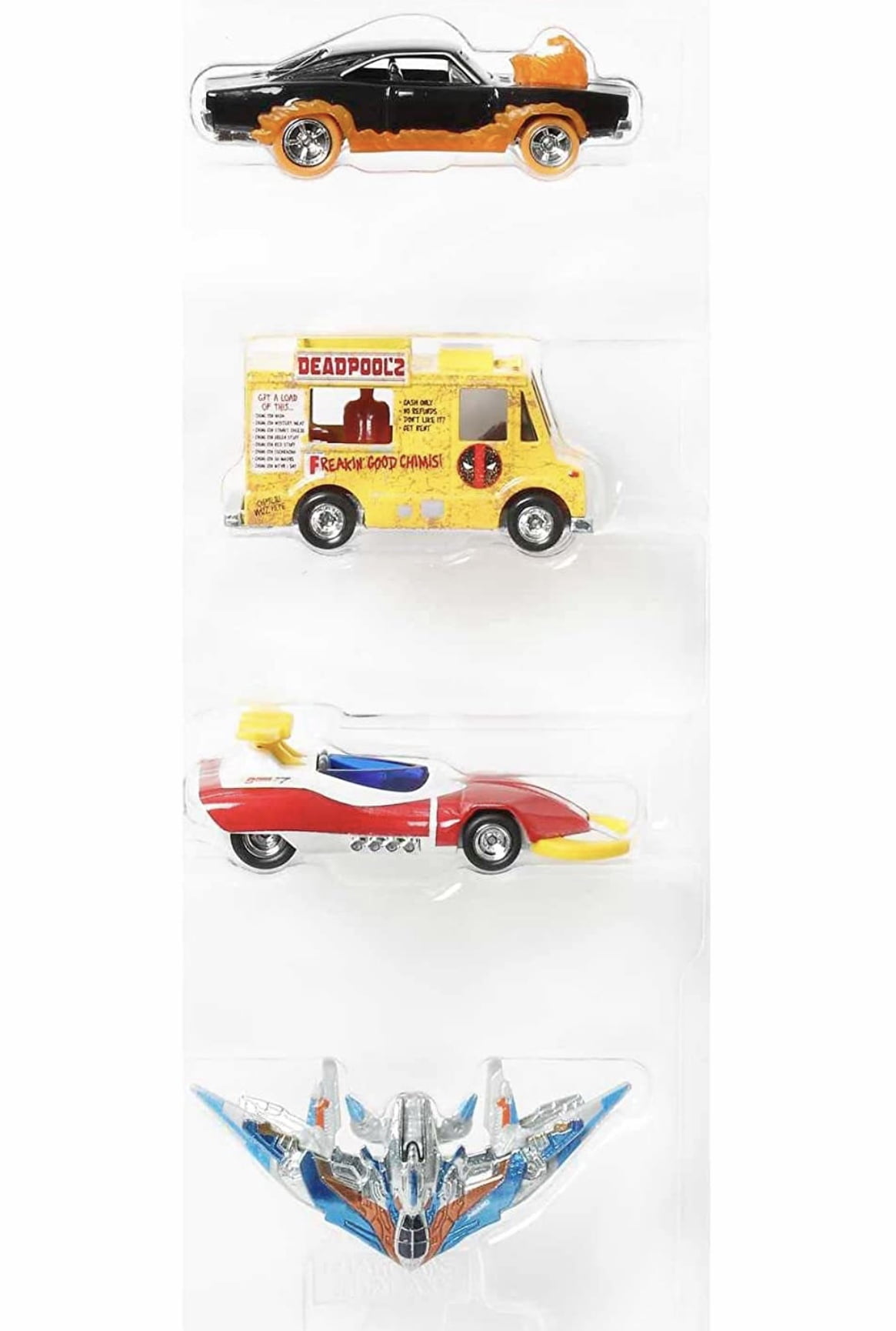 Hot Wheels Marvel Premium 4-Pack Bundle, 4 Hot Wheels Vehicles Inspired by Marvel Characters, RealRiders, Metal/Metal