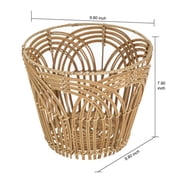 Homezone Handwoven Natural Rattan Basket with Modern Weave, Round