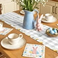 thumbnail image 4 of Easter Bunny Table Runner, Spring Gray Rabbit Daisy Floral Leaf Plants Plaid Cotton Linen Kitchen Table Decoration Washable Dining Tabletop Runners for Home Party Decor 18x72 Inches, 4 of 9