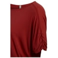 thumbnail image 5 of KOGMO Womens Solid Basic Womens Boatneck Dolman Top with Sleeve Shirring (S-3X), 5 of 6