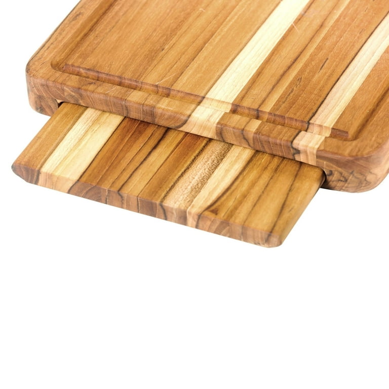 NEW TeakHaus by Proteak Edge Grain Cutting Board w/Hand Grip + Juice Canal