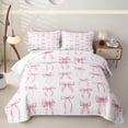 thumbnail image 2 of Manfei Girly Bow Twin Quilt Set For Kids,Pink Ribbon Bowknot Twin Coverlet Set,2-Piece, 2 of 7