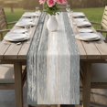 thumbnail image 4 of Silver Grey Table Runner 120 Inches, Farmhouse Gray Barn Wooden Vintage Striped Bed Runner Dresser Scarves Tabletop for Indoor Outdoor Parties/Ceremony/Banquet, 13"x 120", 4 of 9